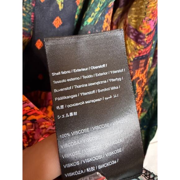 FARM RIO Dress Forest Tapestry Wrap Mini Bead Tassel Tie Print Medium $245 W173 - Picture 3 of 8